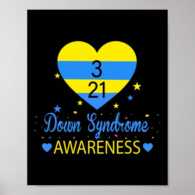 Poster World Down Syndrome Awarness 21 março Amarelo Azul (Frente)