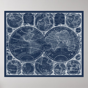Poster World Globes Blueprint