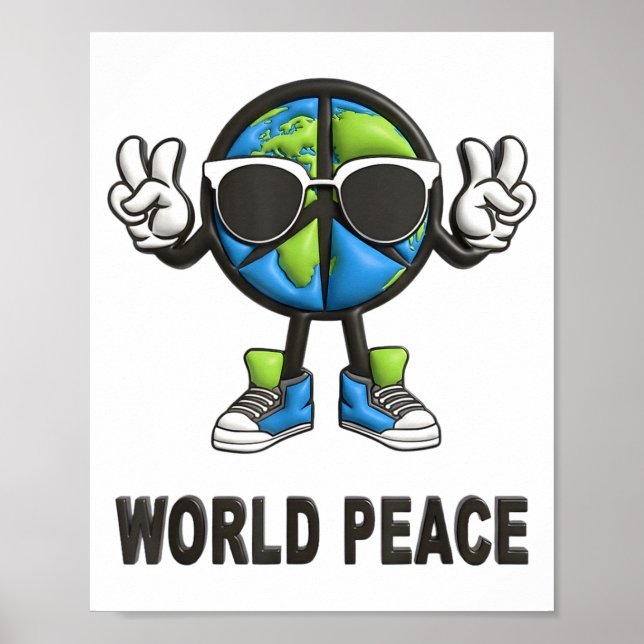 Poster World Peace On Earth Shirt Global Love Peace Sign  (Frente)