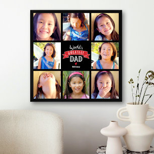 Poster World’s Greatest Dad 8 Photo Collage Modern Red