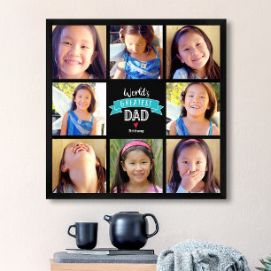 Poster World’s Greatest Dad 8 Photo Collage Teal Banner