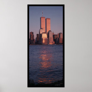 Póster World Trade Center no por do sol