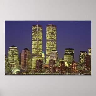 Póster World Trade Center NYC na noite
