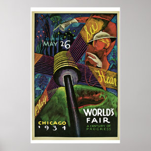 Poster "World's Fair, Chicago, 1934" Vintage