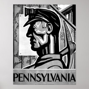 Poster WPA 1938 de carvão de Pensilvânia