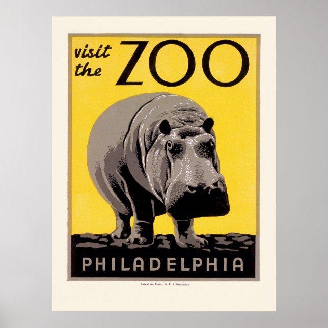 Poster WPA para o Jardim Zoológico de Filadélfia (Frente)