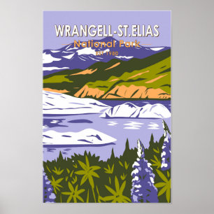 Poster Wrangell Rua Elias National Park Nizina Lake Alask