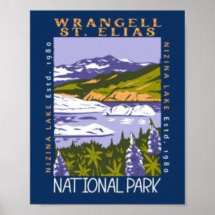 Poster Wrangell Rua Elias National Park Vintage se aflita