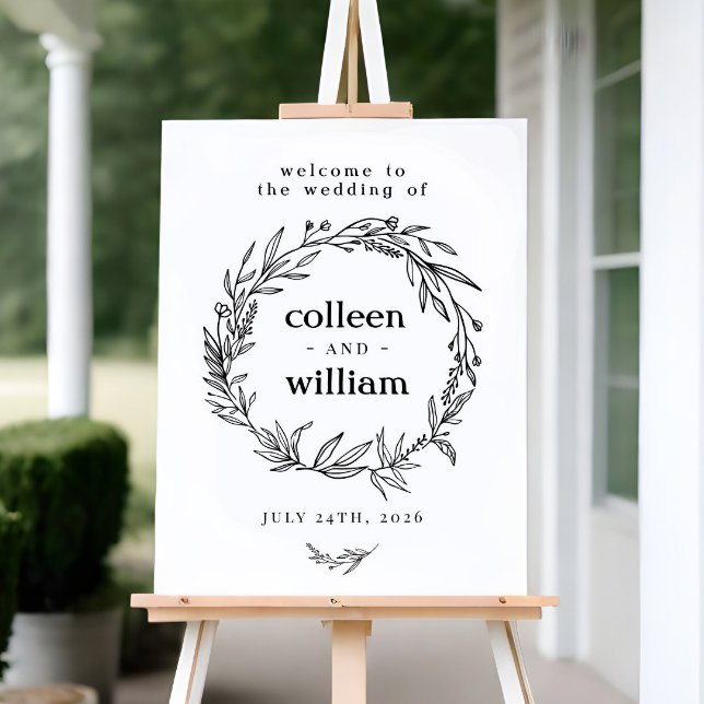 Poster Wreath Folk Rustic Wedk Sinal de Boas-vindas (Criador carregado)