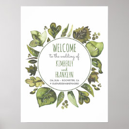Poster Wreath Wreath Wreath Watercolor Sinal de Boas-vind