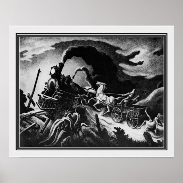 Poster "Wreck of the Old '97" de Thomas Hart Benton 16x20 (Frente)