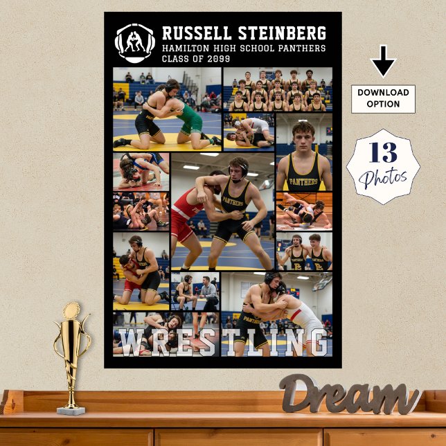 Poster Wrestling High School Senior 13 Photo Collage (Criador carregado)