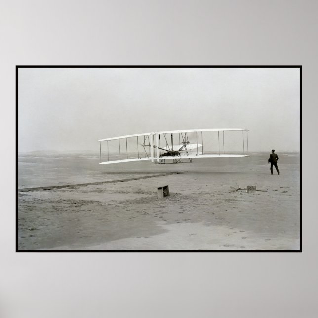 Póster Wright Brothers Flyer First Plane Flight Aviation (Frente)