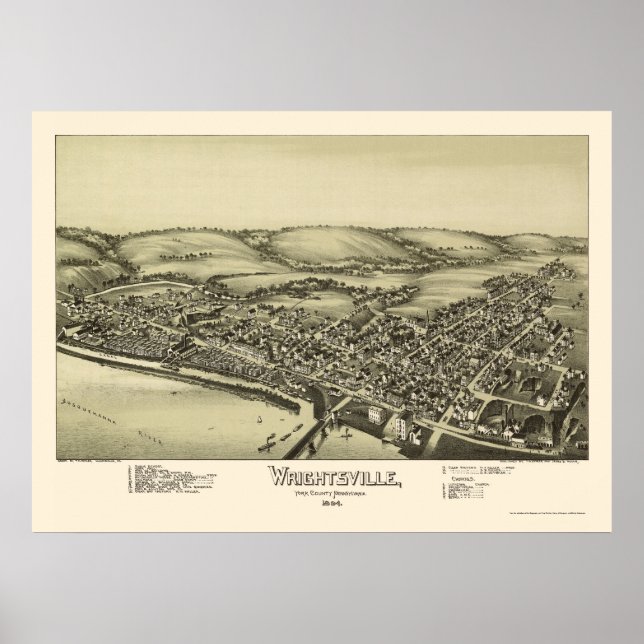 Poster Wright tsville, PA Panorâmica - 1894 (Frente)