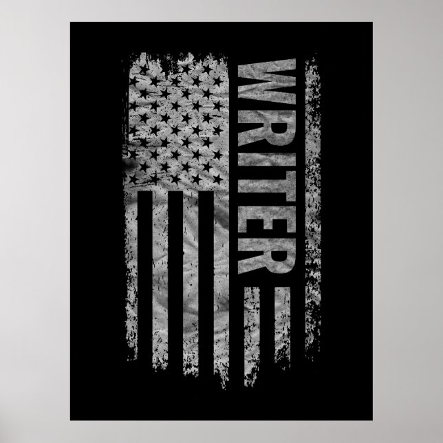 Poster Writer USA Flag Distressed design (Frente)