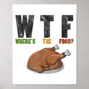 Poster Wtf Onde Está A Comida - Piada Engraçada Ação De G