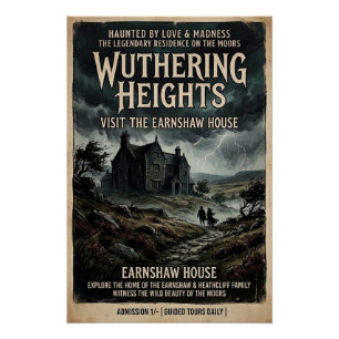 Póster Wuthering Heights Pântano Gótico Vintage Viagem