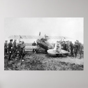 Póster WW1 avião de combate alemão, 1910s