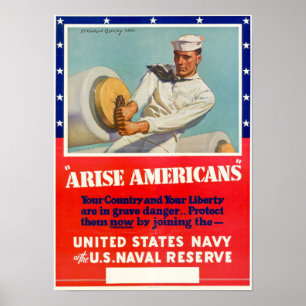 Poster WWII levantam-se americanos