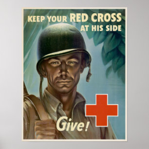 Poster WWII Mantenha sua Cruz Vermelha ao seu lado