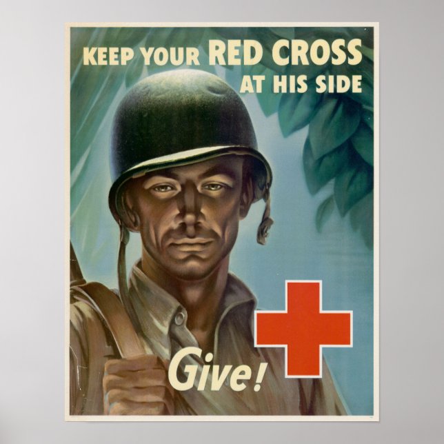 Poster WWII Mantenha sua Cruz Vermelha ao seu lado (Frente)