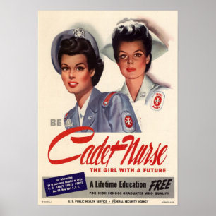 Poster WWII Ser Uma Enfermeira De Cadetes