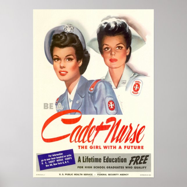 Poster WWII Ser Uma Enfermeira De Cadetes (Frente)