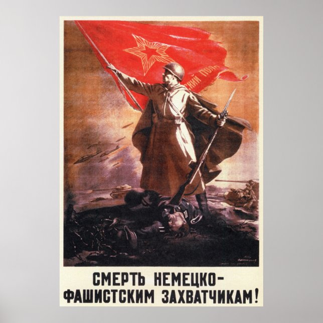 Póster WWII USSR Soviet Propaganda 1944 (Frente)