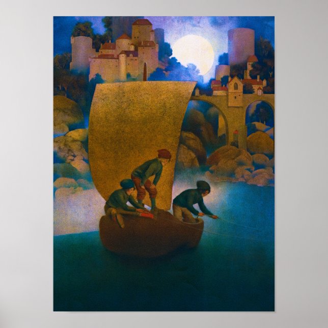 Poster Wynken, Blynken e Nod, 1905, por Maxfield Parrish (Frente)