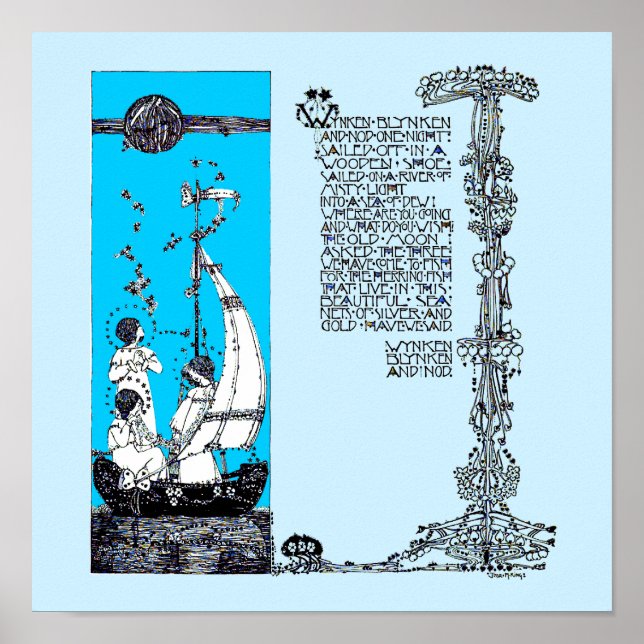 Poster Wynken Blynken & Nod por Jessie Marion King (Frente)