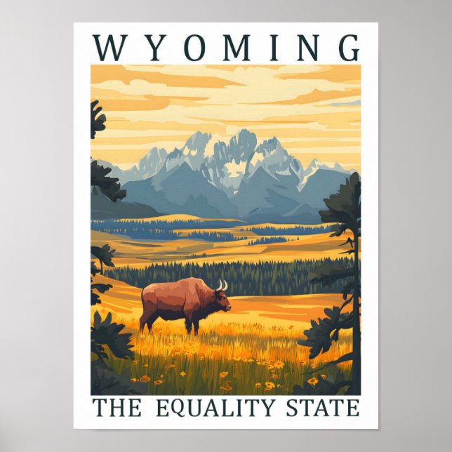 Poster Wyoming, Estado da Igualdade, Viagem (Frente)