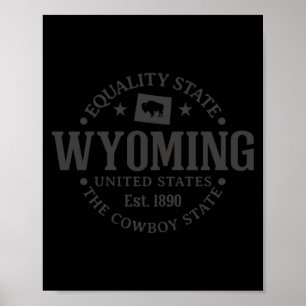 Poster Wyoming Estado de Igualdade Est 1890 Camisa de Cow