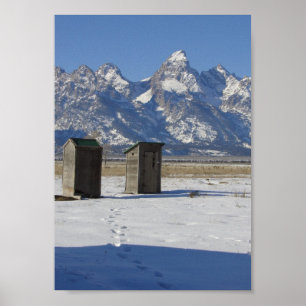 Poster Wyoming Tetons Outhouse Deluxe