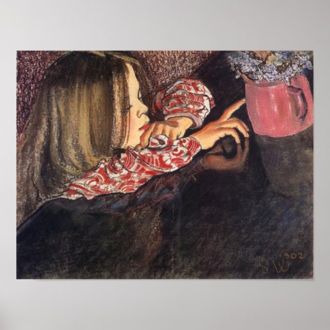 Poster Wyspianski, Helenka com um Vaso de Flores, 1902 (Frente)