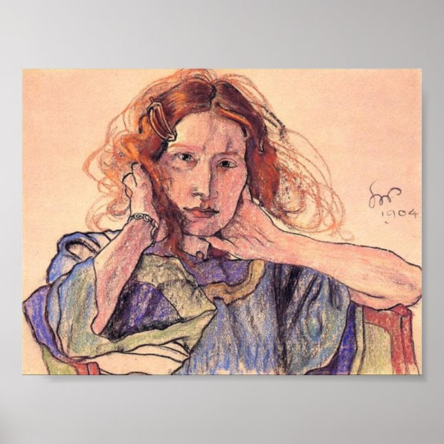 Poster Wyspianski, Retrato de Irena Solska, 1904 (Frente)