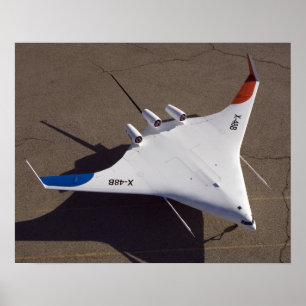 Póster X-48B misturou o veículo aéreo desvirilizado cor