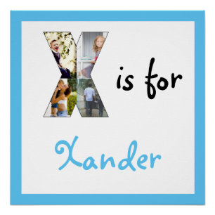 Póster X é para Name Blue Photo Poster