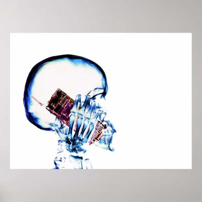 Poster X-Ray Colorido Visão Skeleton Celular (Frente)