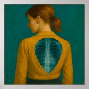 Poster X-Ray of Back - Mulher com Blusa bege e castanho