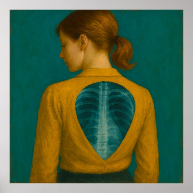 Poster X-Ray of Back - Mulher com Blusa bege e castanho (Frente)