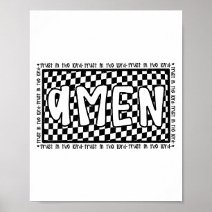 Poster Xadrez Amen Vintage Jesus Versículo Bíblico Cristã