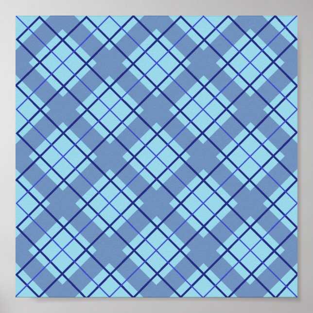 Poster Xadrez azul de variação (Frente)