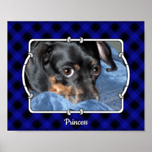 Poster Xadrez Azul e Preto Clássico de Foto Pet Personali