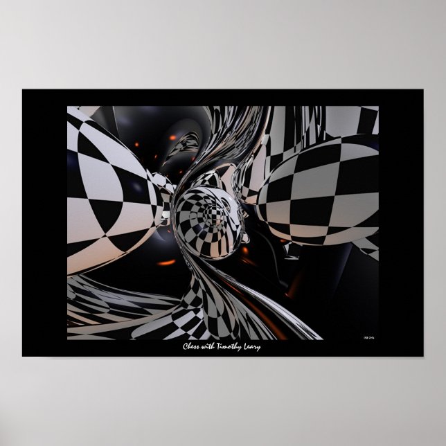 Póster Xadrez com Timothy Leary (Frente)