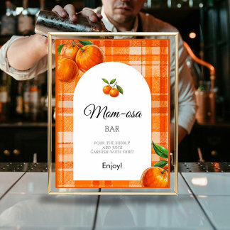 Poster Xadrez de Citros 3D Laranja Mãe-osa Chá de fraldas
