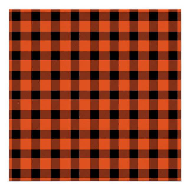 Póster Xadrez de Lumberjack do País de Buffalo Laranja (Frente)