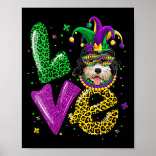 Poster Xadrez de Máscara de Cachorro Ouro de Amor Bonito