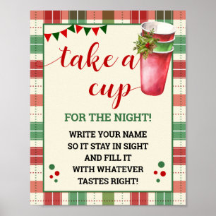 Poster Xadrez de Natal Tome uma Taça para o Sinal da Noit