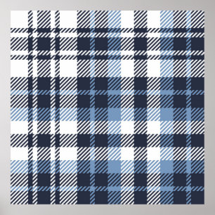 Poster Xadrez de tartan azul e branca