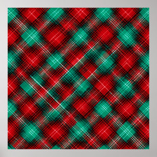 Poster Xadrez diagonal vermelho e verde